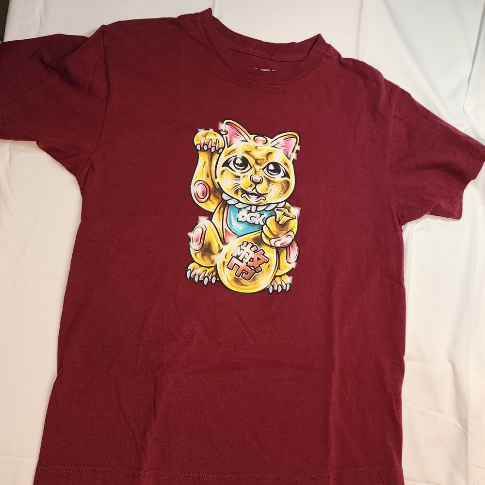 Red Graphic T-Shirt with Cat Design